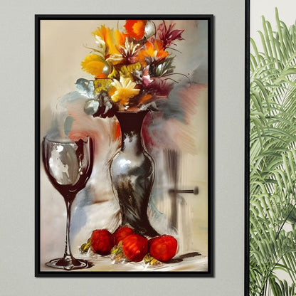 Abstract Wine & Flowers 02 Canvas Wall Art
