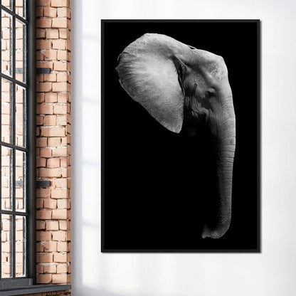 Black and White Elephant Head Canvas Wall Art