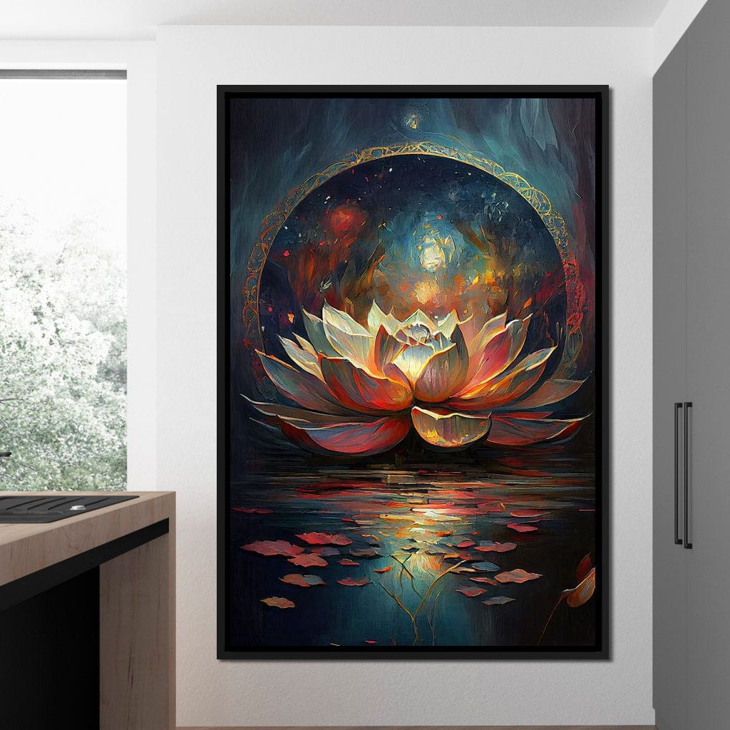 Midnight Lotus Flower Canvas Wall Art