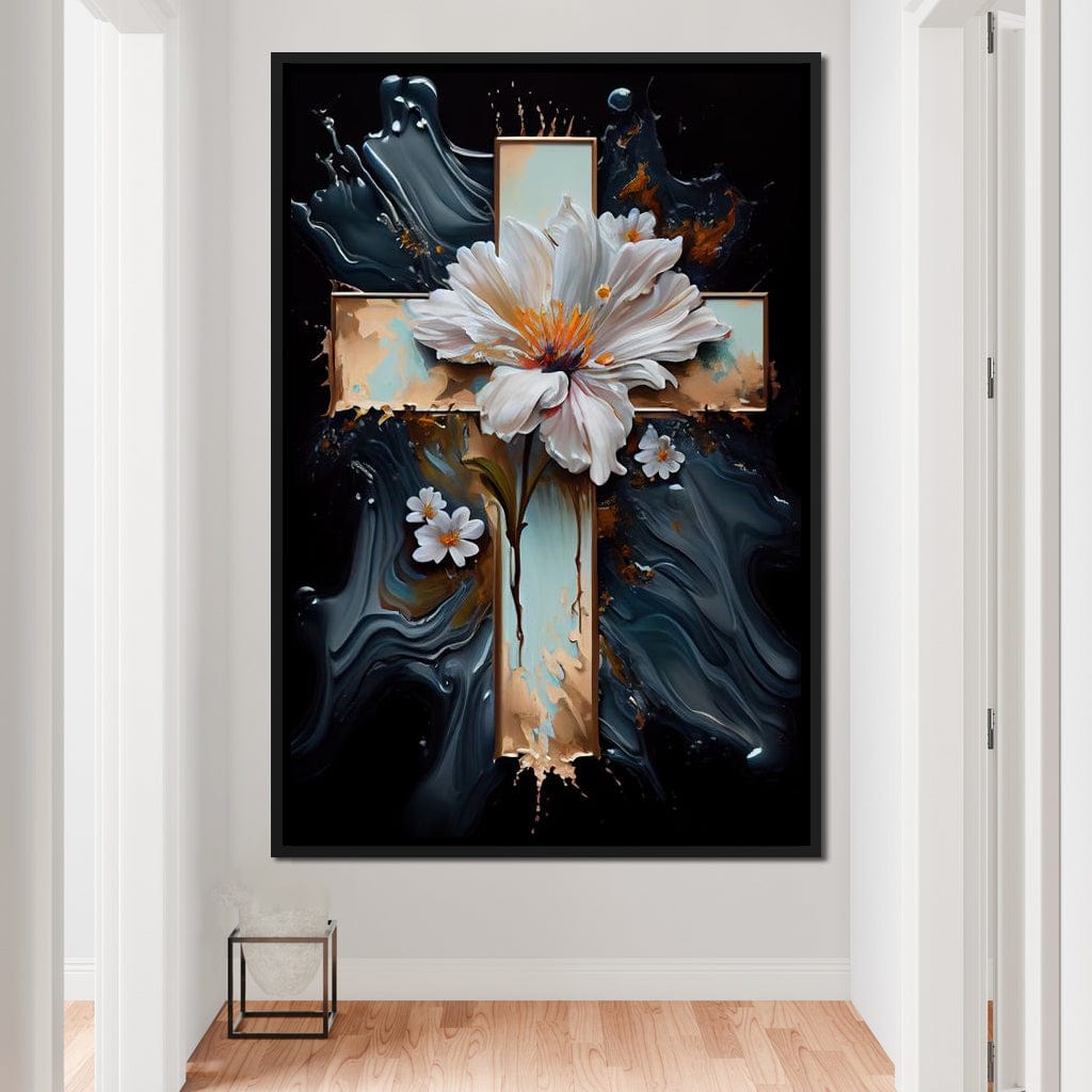 Floral Cross 02 Canvas Wall Art