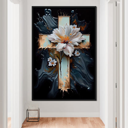 Floral Cross 02 Canvas Wall Art