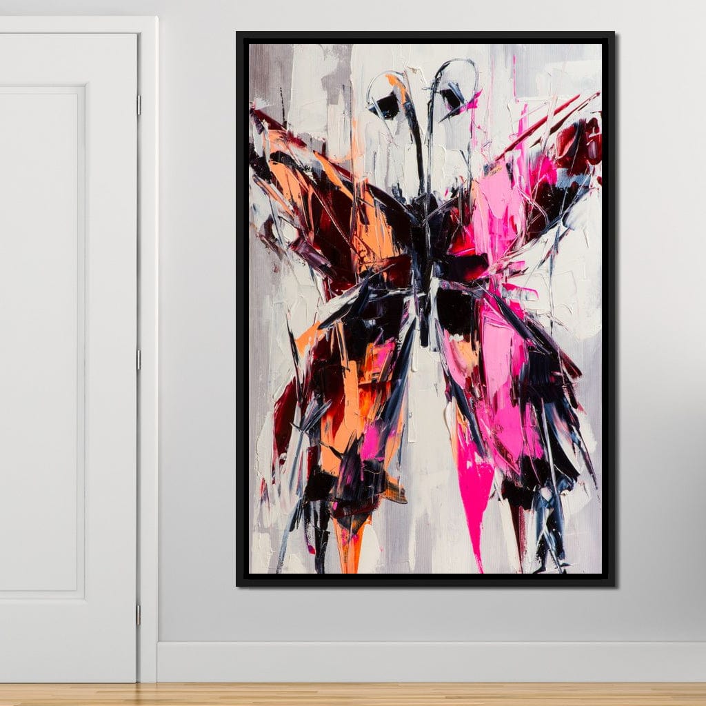 Orange & Pink Butterfly Canvas Wall Art