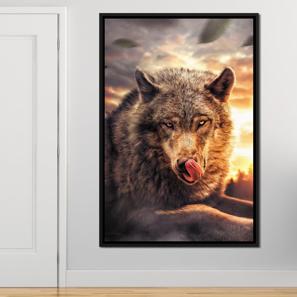Wolf Sunset Canvas Wall Art