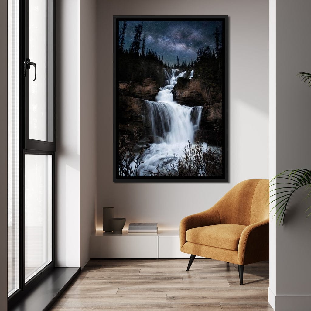 Milky Way Waterfall Canvas Wall Art