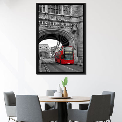 Red Bus Passing on the Tower Bridge Canvas Wall Art