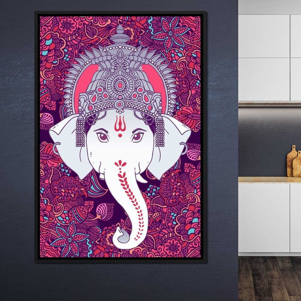 Hindu Lord Ganesha in Pink Canvas Wall Art