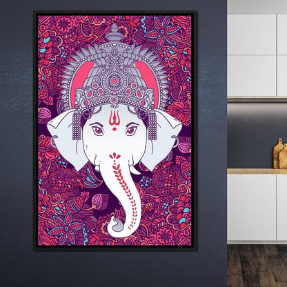 Hindu Lord Ganesha in Pink Canvas Wall Art