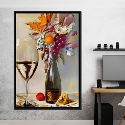 Abstract Wine & Flowers 05 Canvas Wall Art