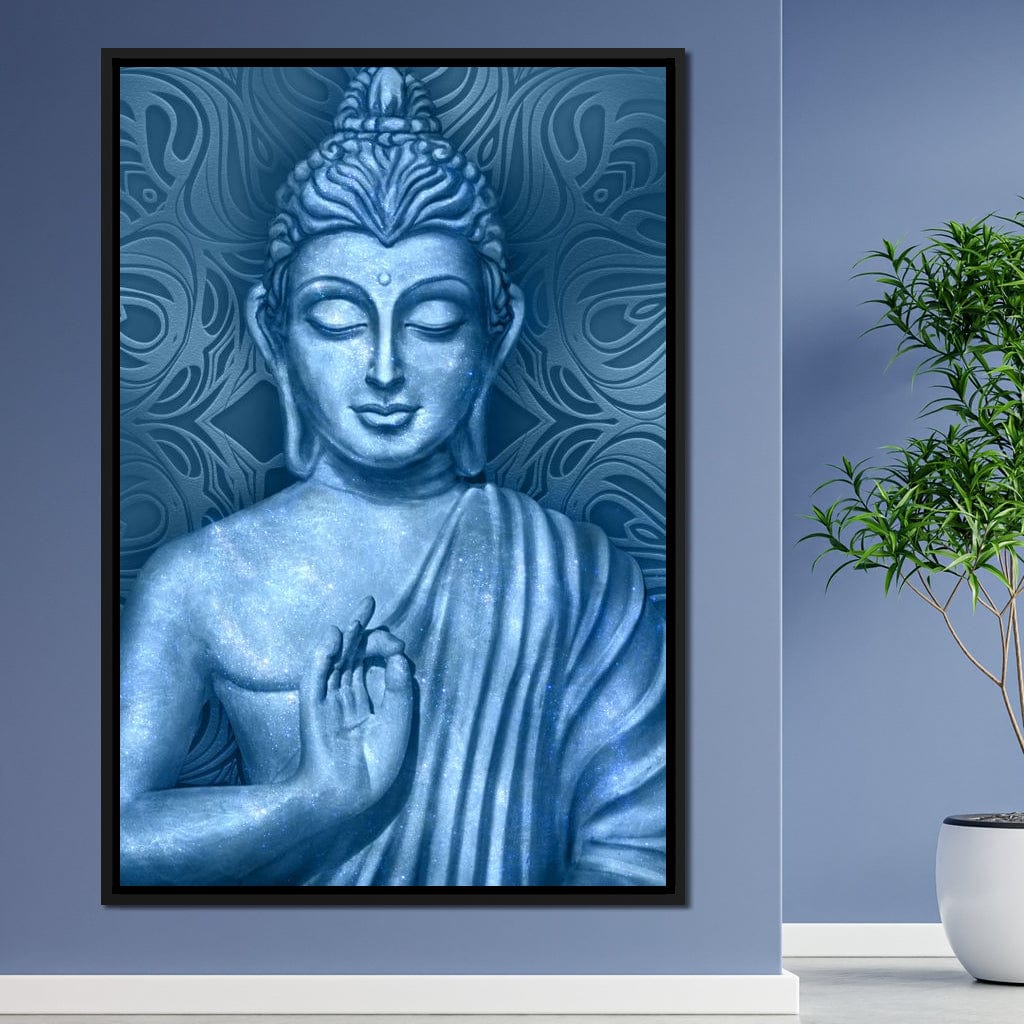Blue Meditating Buddha Canvas Wall Art