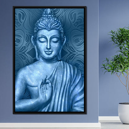 Blue Meditating Buddha Canvas Wall Art