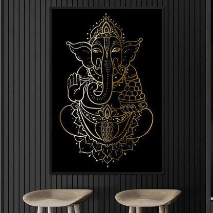 Golden Ganesha Canvas Wall Art
