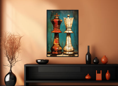Rustic Bedroom Wall Decor – King Queen Canvas Print | Framed, Ready to Hang Art