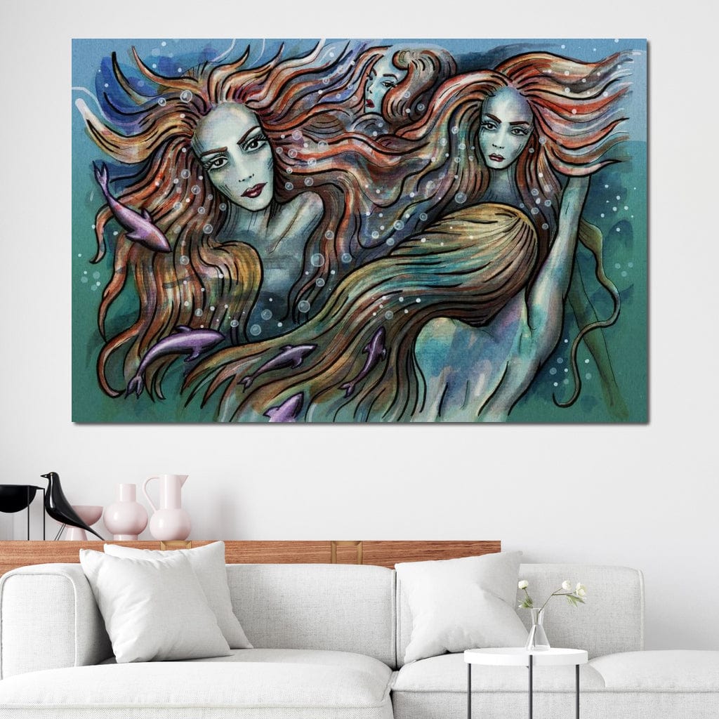 The 4 Mermaids Canvas Wall Art