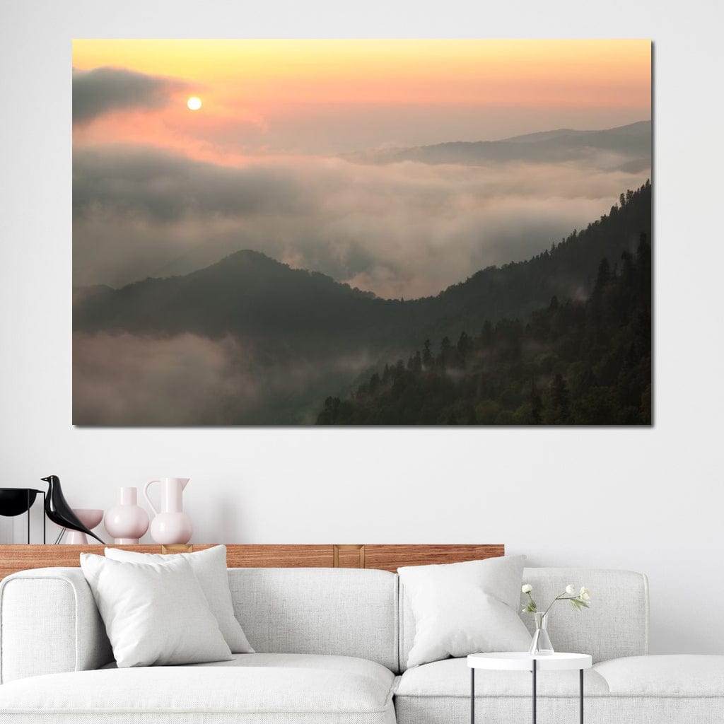 Fog over the Forest Canvas Wall Art