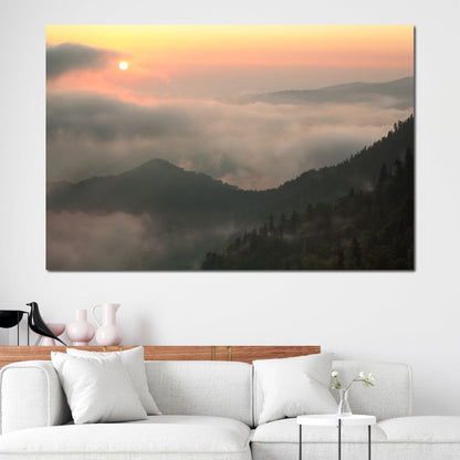 Fog over the Forest Canvas Wall Art