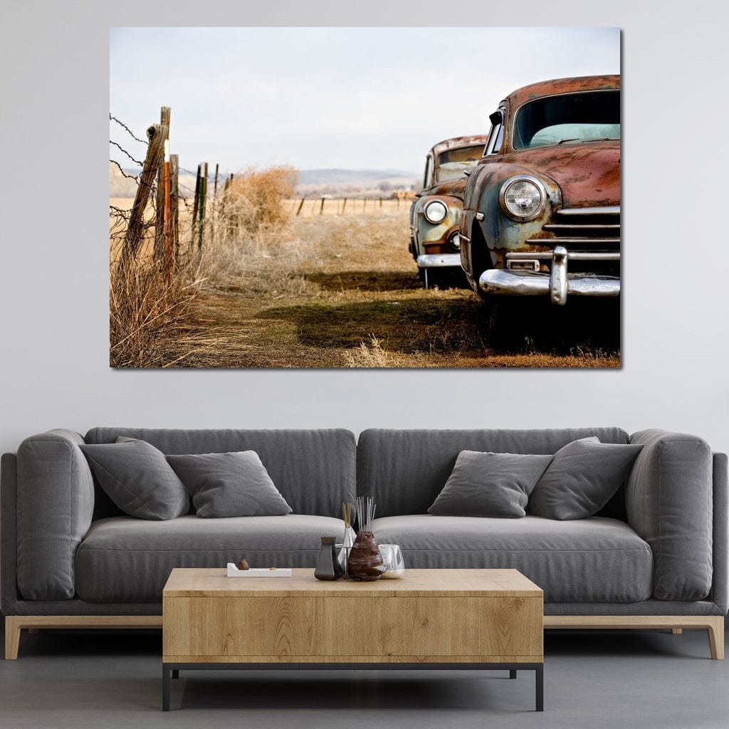 Abandoned Cars Canvas Wall Art