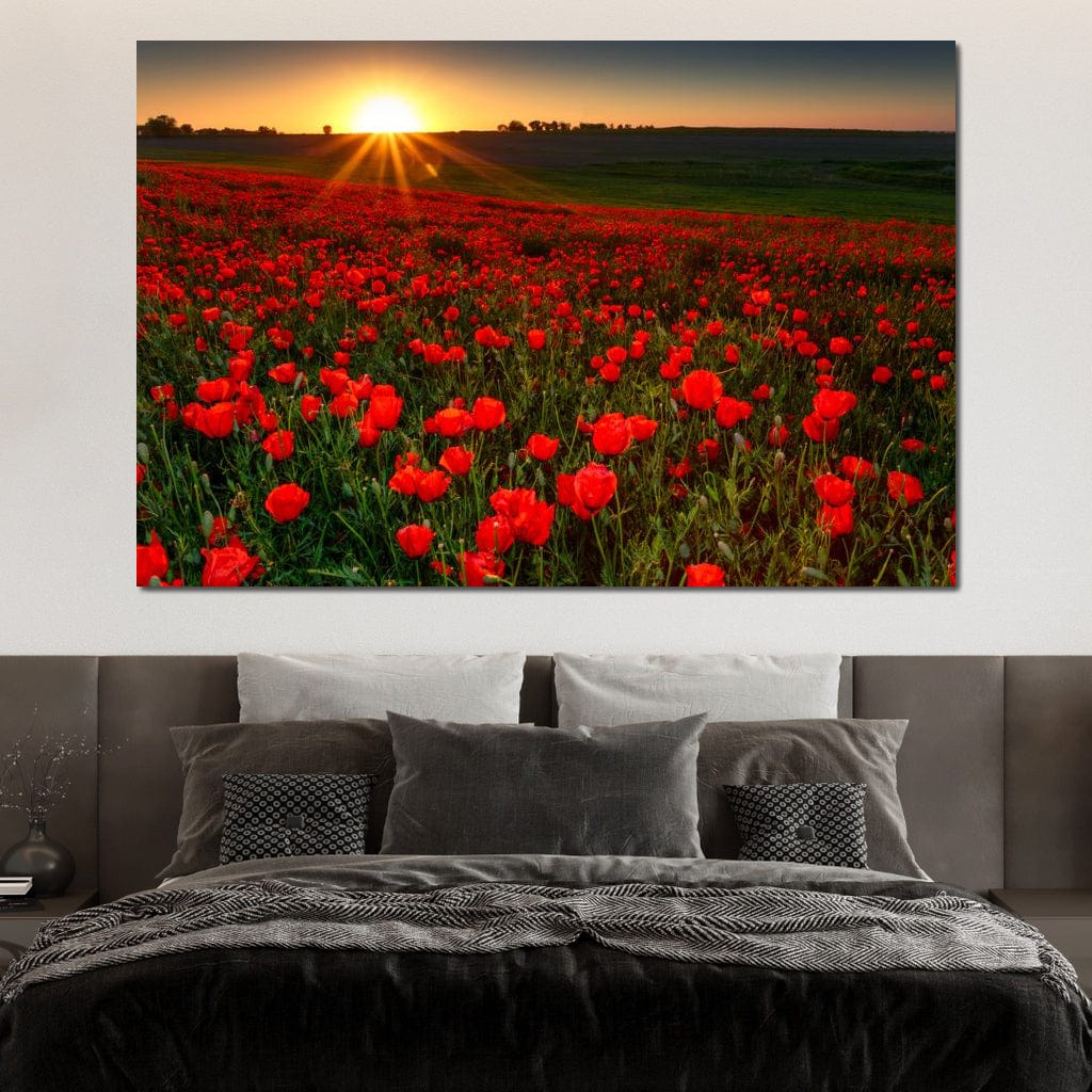 Red Poppies Field Canvas Wall Art