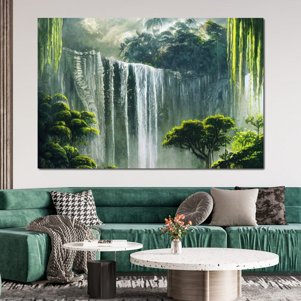 Waterfall in the Jungle Canvas Wall Art