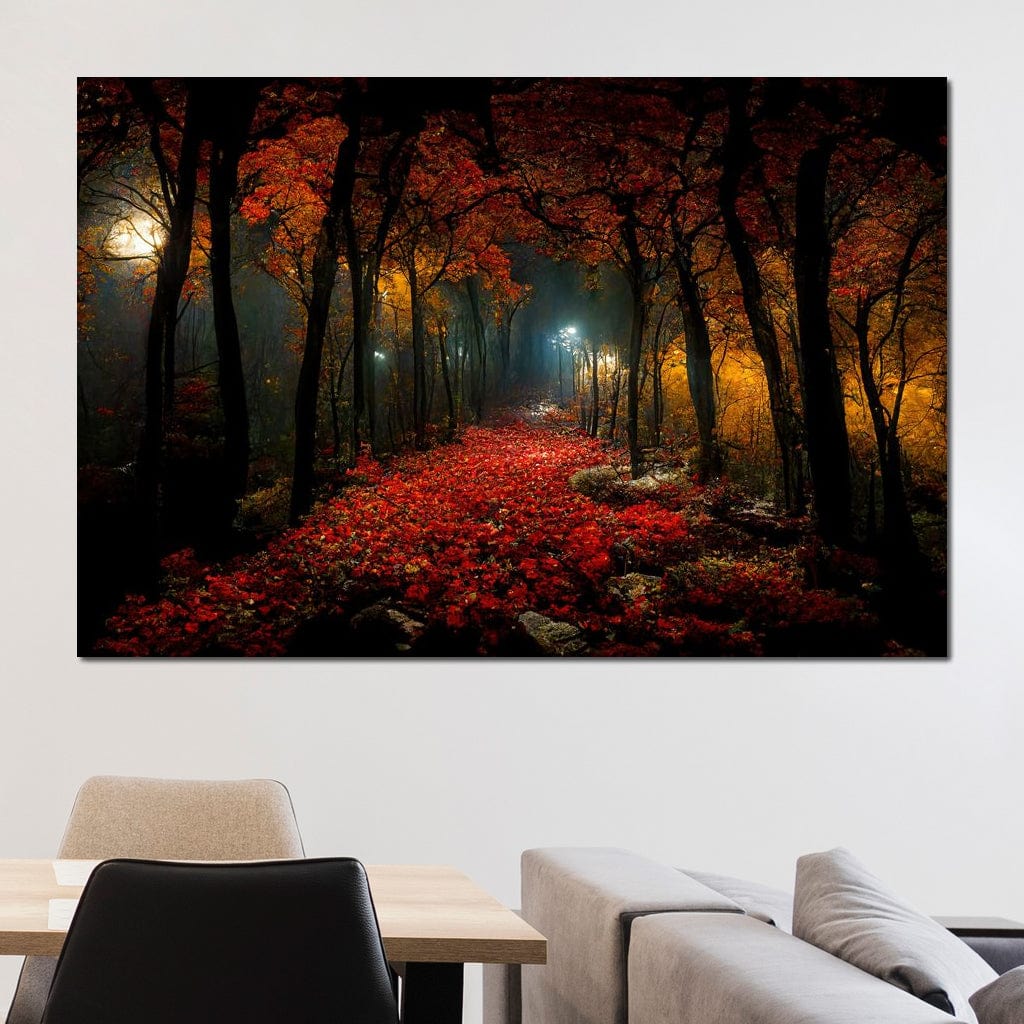 Beautiful Forest at Night Canvas Wall Art