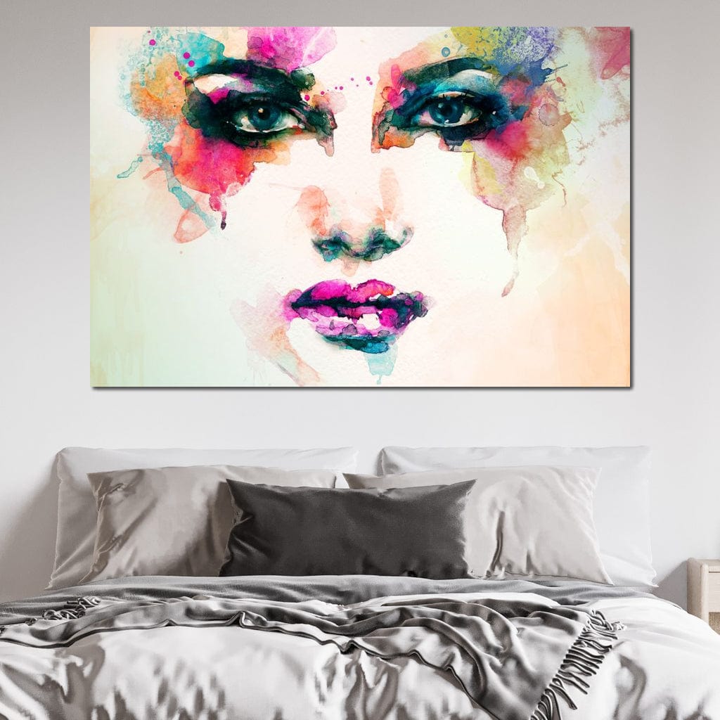 Watercolor Abstract Woman Portrait Canvas Wall Art