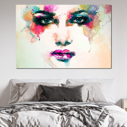Watercolor Abstract Woman Portrait Canvas Wall Art