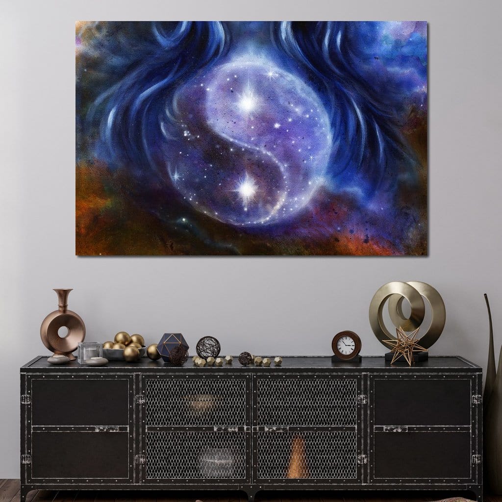 Yin Yang Stars Canvas Wall Art