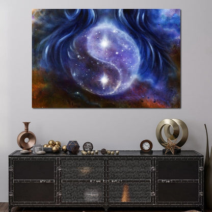Yin Yang Stars Canvas Wall Art