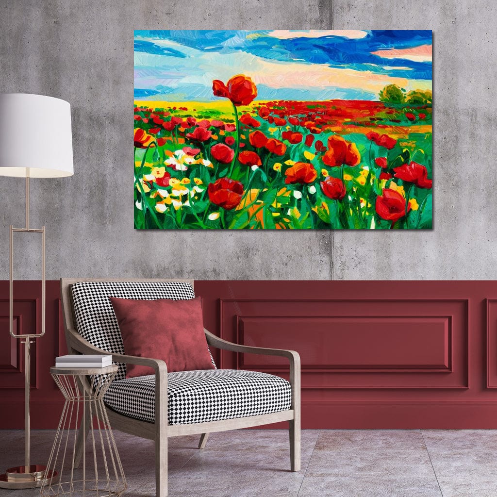 Field of Red Poppies Canvas Wall Art