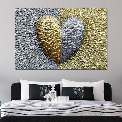 Due Color Heart Canvas Wall Art