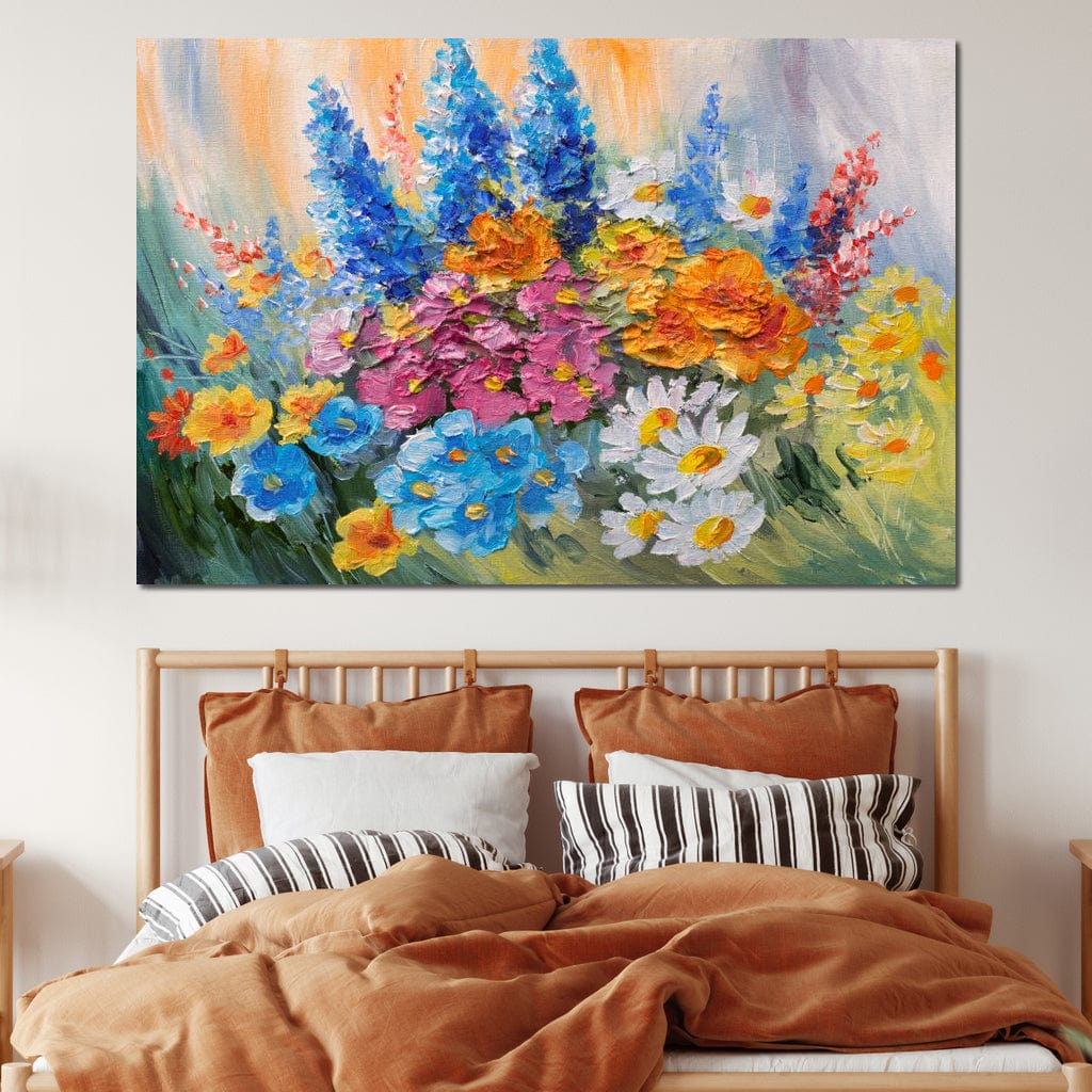 Abstract Bouquet of Spring Flowers Canvas Wall Art