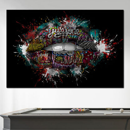 Graffiti Lips Canvas Wall Art
