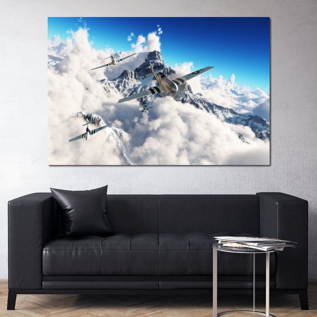 P51 Mustangs Winter Squadron Canvas Wall Art
