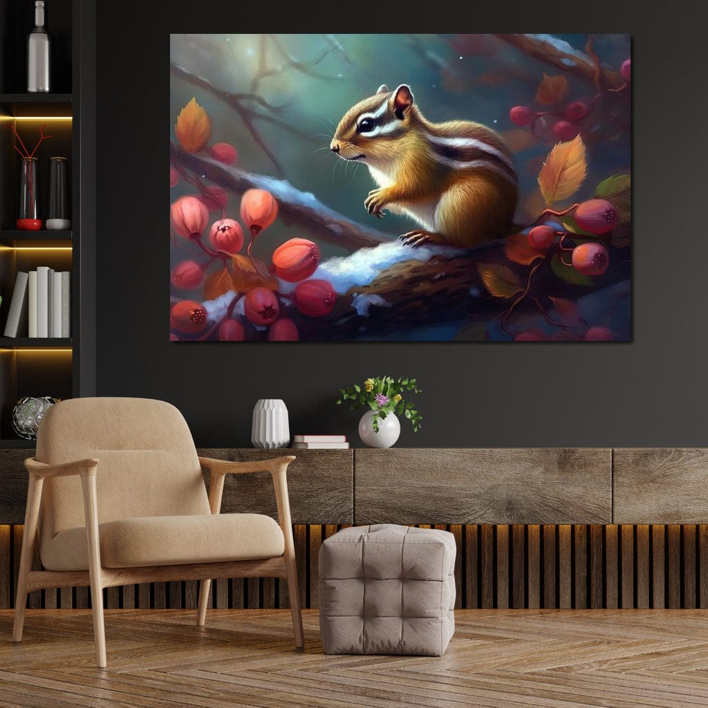 Winter Chipmunk Canvas Wall Art