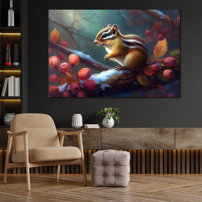 Winter Chipmunk Canvas Wall Art