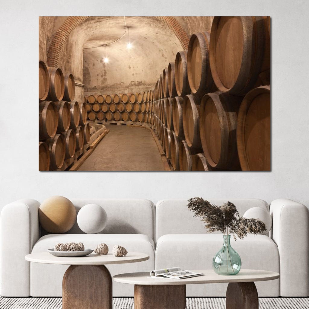 Barrels of Wine Canvas Wall Art