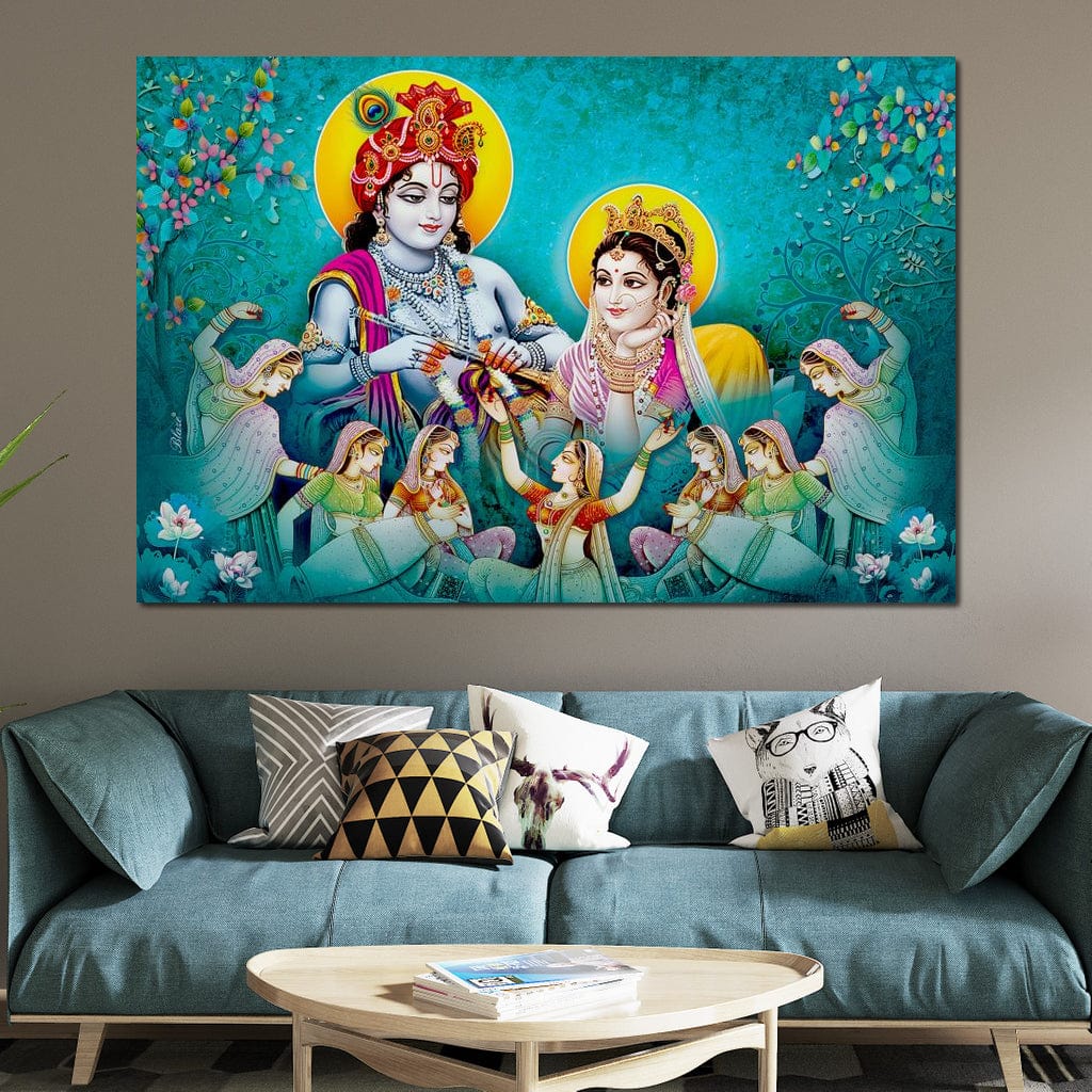 Lord Radha & Krishna Love Song Canvas Wall Art