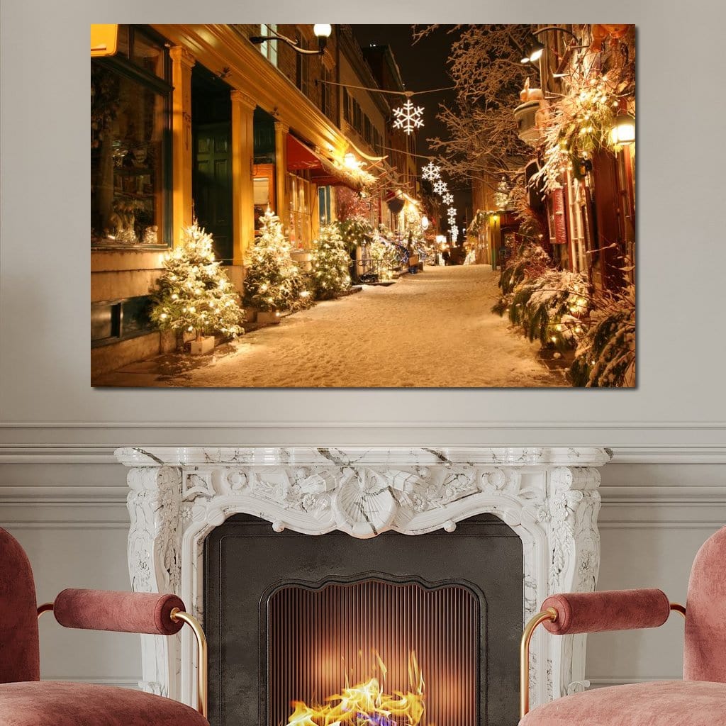 Christmas in Quebec City Canvas Wall Art