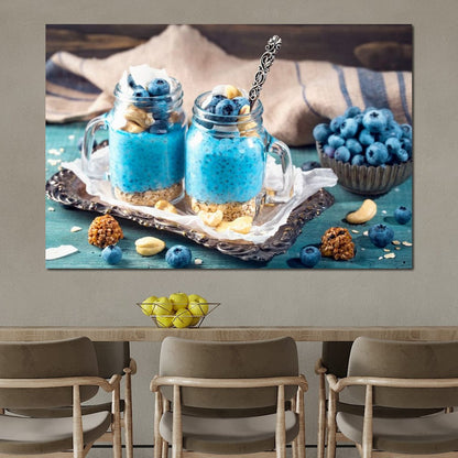 Chia Seeds & Blueberries Pudding Canvas Wall Art