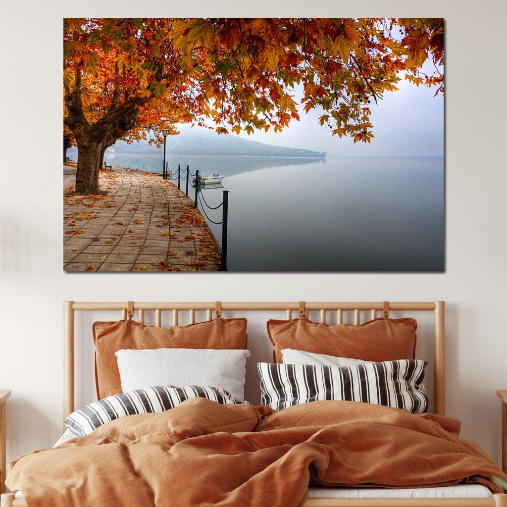 Lakeshore by Fall Canvas Wall Art