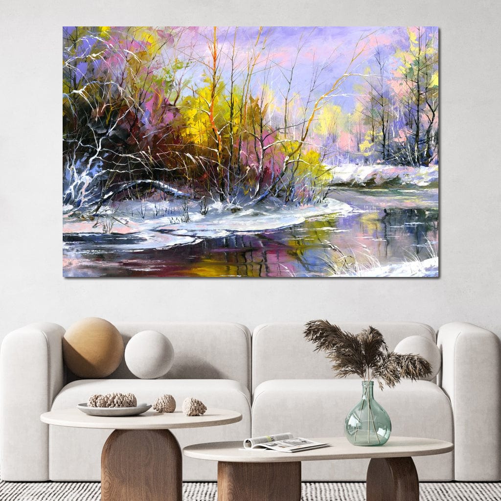 Winter Stream Canvas Wall Art