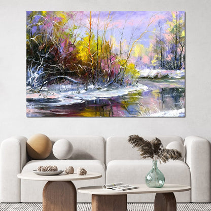 Winter Stream Canvas Wall Art