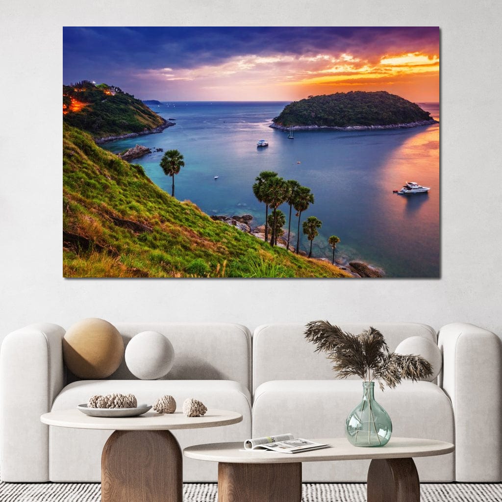 Boats Watching The Sunset Canvas Wall Art