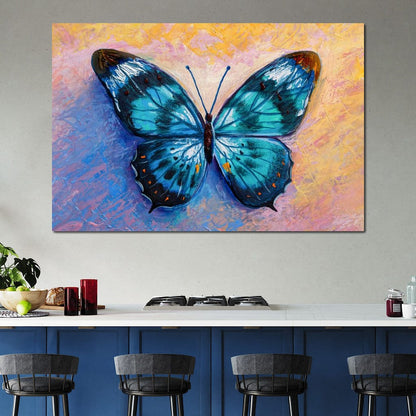 Light Blue Butterfly Canvas Wall Art
