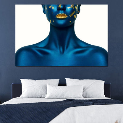 Blue Body Paint Canvas Wall Art