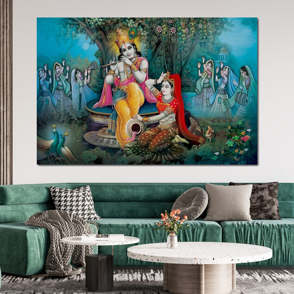 Radha & Krishna Love Tree Canvas Wall Art