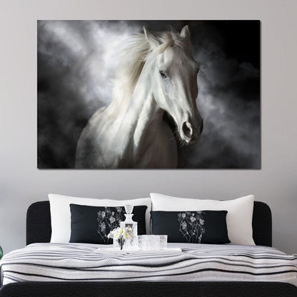 White Stallion Canvas Wall Art
