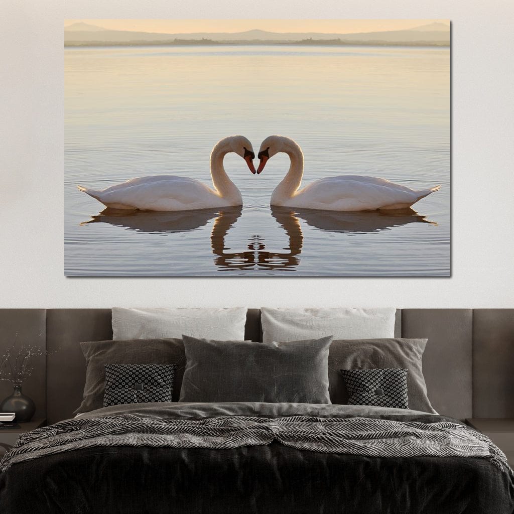 Swans On The Lake Canvas Wall Art