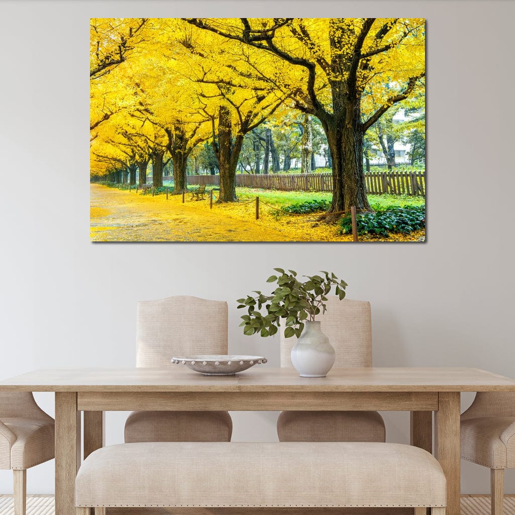 Yellow Ginkgo Trees Canvas Wall Art