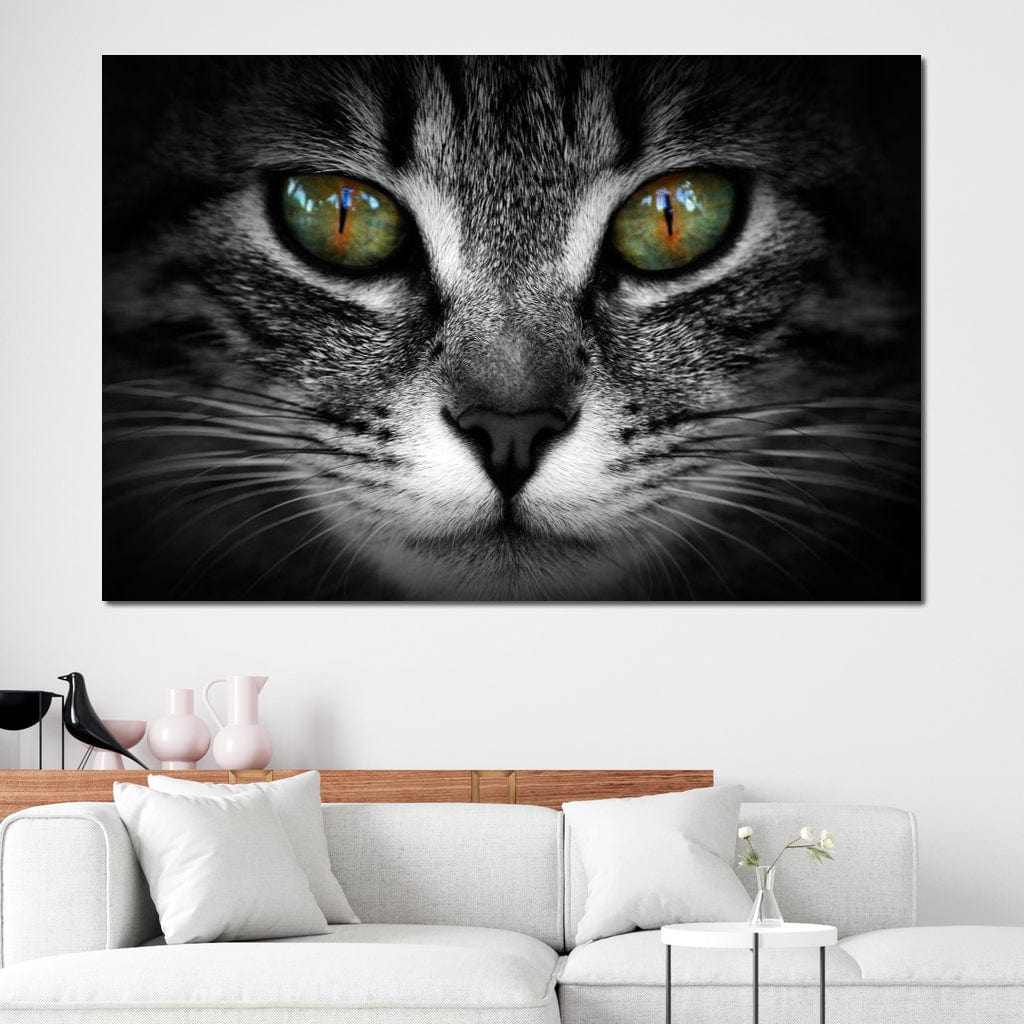 Green Eyed Cat Canvas Wall Art