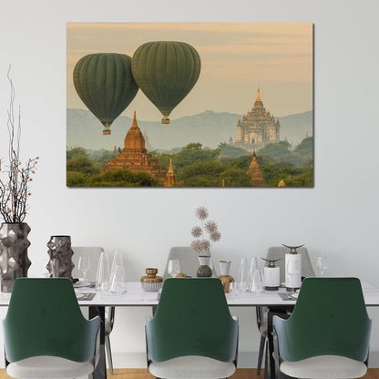 Hot Air Balloon over The Ancient Temples of Bagan Canvas Wall Art